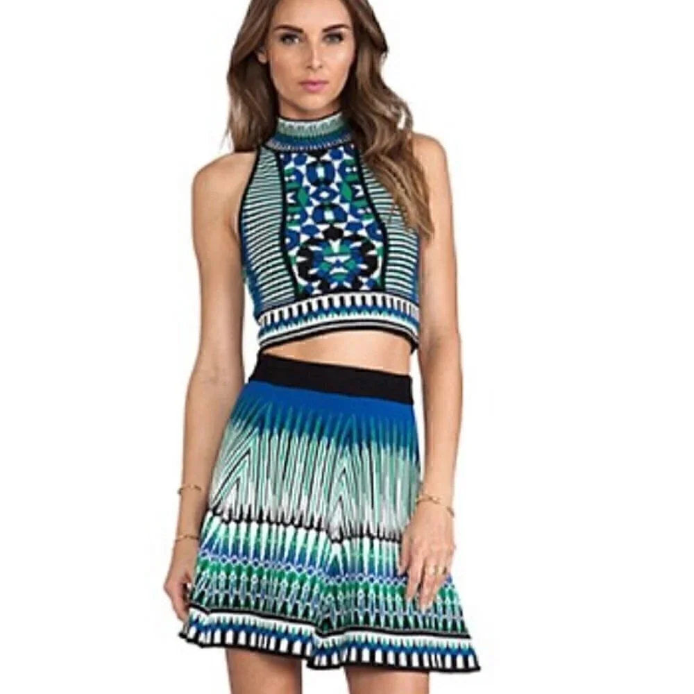 💚 Torn by Ronny Kobo Annabella green combo set (crop top and mini skirt)…